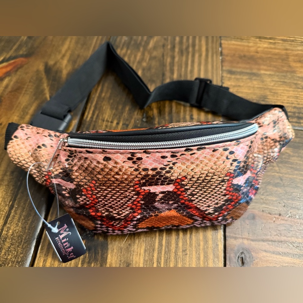 Pink and Orange Sporty Snake Print Belt Bag/Fanny Pack